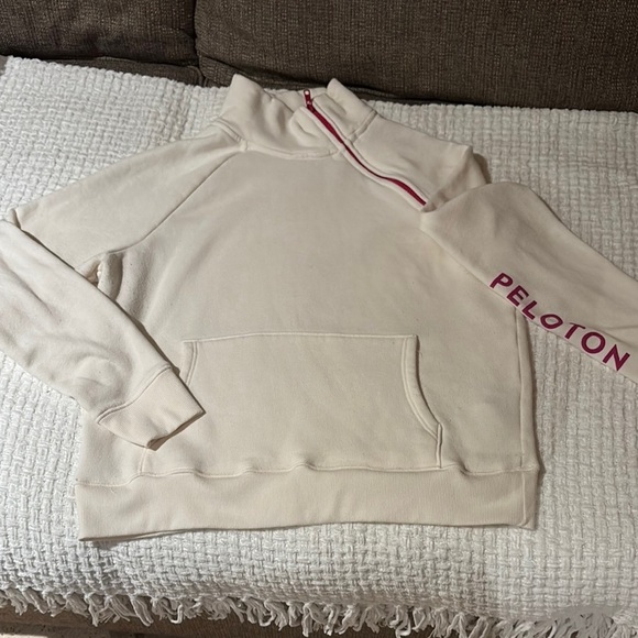 Gently Loved Peloton Off-White Pullover with Pink Details - Picture 1 of 7
